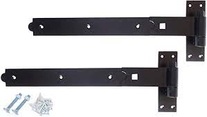 18" (450mm) Black Straight Hook and Band Hinge (pair)