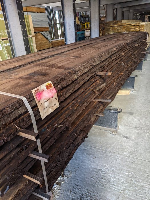 Waney Edge Treated (Dark Brown) Softwood Cladding 22x250 4.8m
